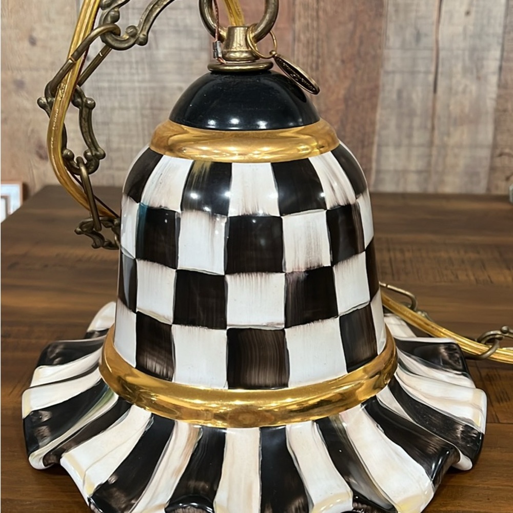 MacKenzie-Childs Black and White Checkered Pendant Light - Picture 2 of 4